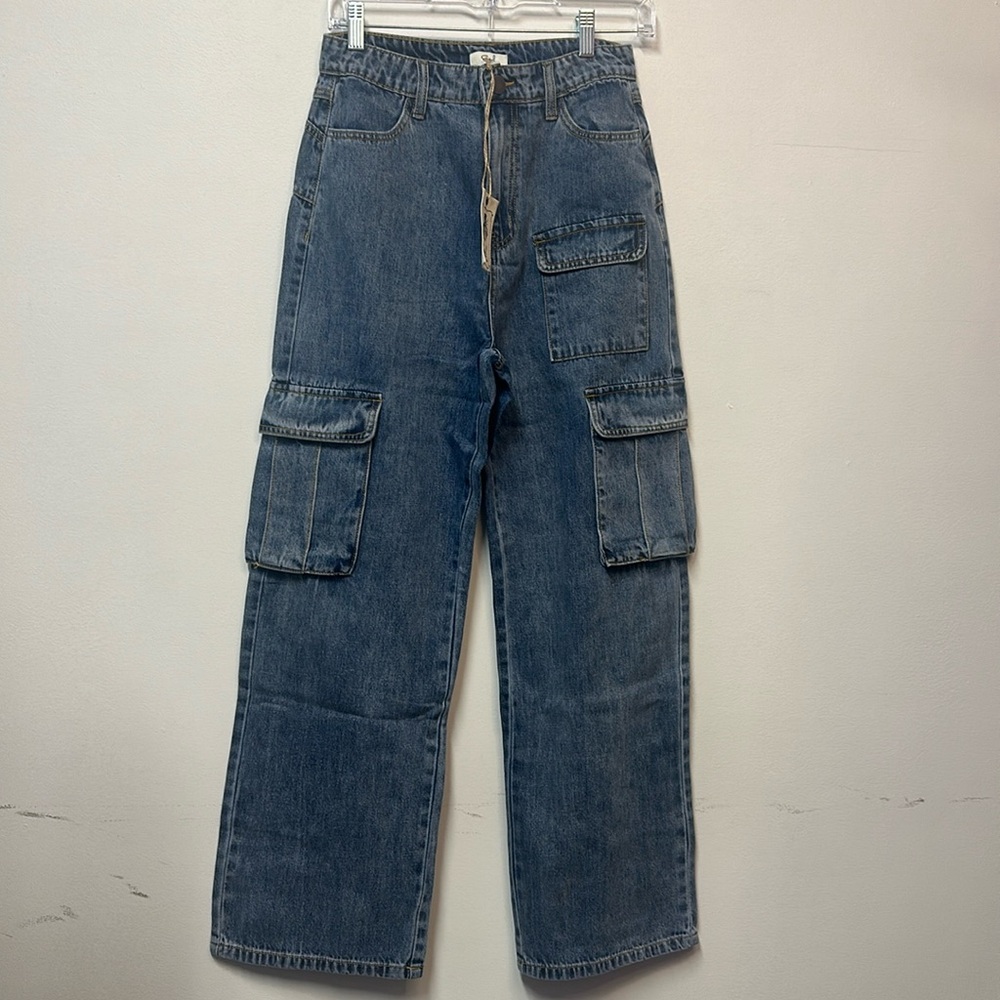 Easel Blue Cargo Women Jeans